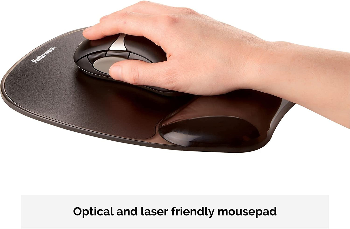 Mouse Mat Wrist Support - Crystals Gel Mouse Pad with Non Slip Rubber Base - Ergonomic Mouse Mat for Computer, Laptop, Home Office Use - Compatible with Laser and Optical Mice - Black