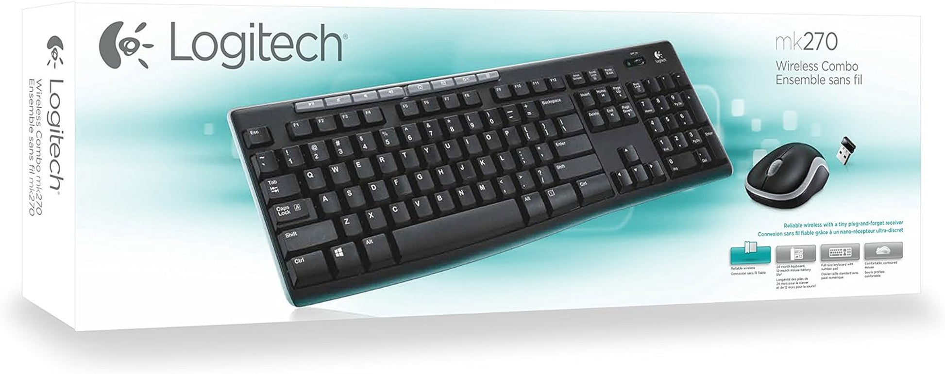 "Enhance Your Workstation with MK270 Wireless Keyboard and Mouse Combo - Long Battery Life, Compact Design, and Convenient Multimedia Keys - Perfect for PC and Laptop Users!"