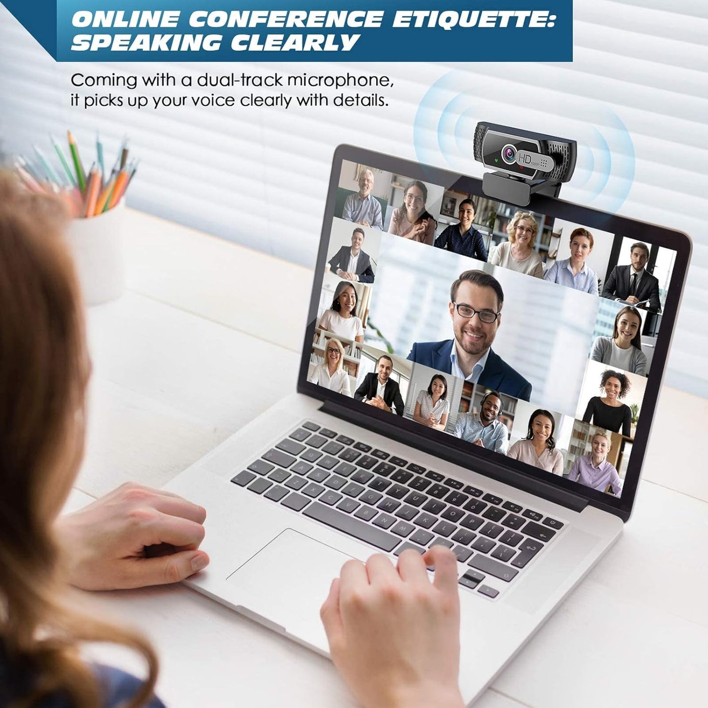 "Crystal Clear 1080P FHD Webcam with Privacy Cover and Mounts - Perfect for Video Conferences on PC and Laptop!"