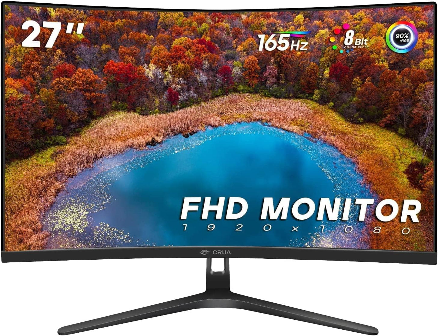 27 Inch 180HZ Curved Gaming Monitor, Full HD 1080P 1800R Frameless Computer Monitor, 1Ms GTG with Freesync, Low Motion Blur, Eye Care, VESA, Displayport, HDMI, Black