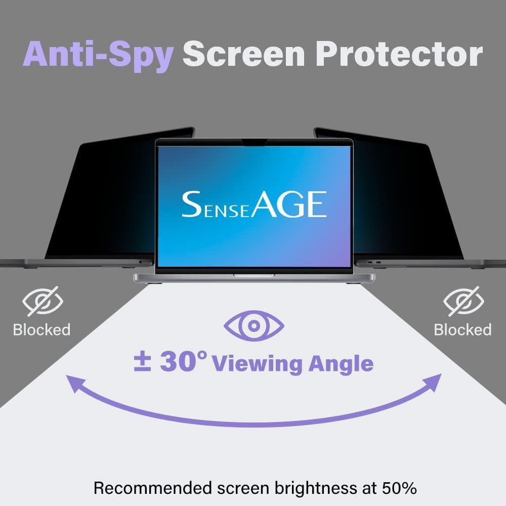 Magnetic Privacy Screen Filter for Macbook Pro 14", Easy On/Off Anti-Blue Light, Anti-Glare Privacy Screen Protector, Compatiable for Apple Mac Laptop 14 Inch (2021-2023 M1/M2/M3)