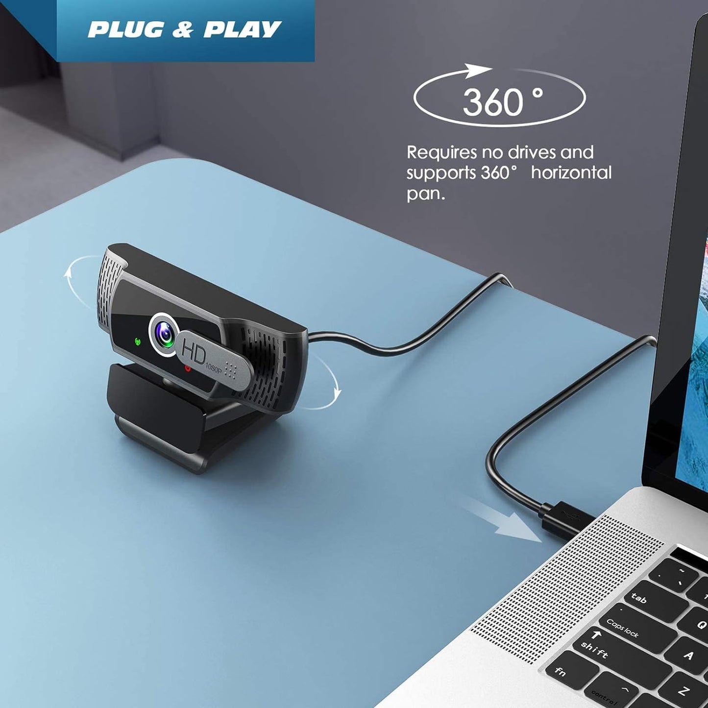 "Crystal Clear 1080P FHD Webcam with Privacy Cover and Mounts - Perfect for Video Conferences on PC and Laptop!"