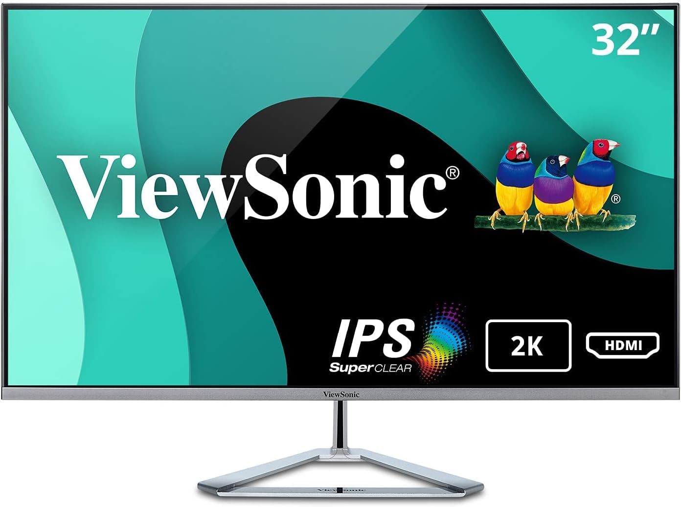 VX3276-2K-MHD 32 Inch IPS WQHD Monitor with 99% Srgb, 2X HDMI, Displayport, Mini Displayport, Eye Care for Work and Entertainment at Home, Silver/Black