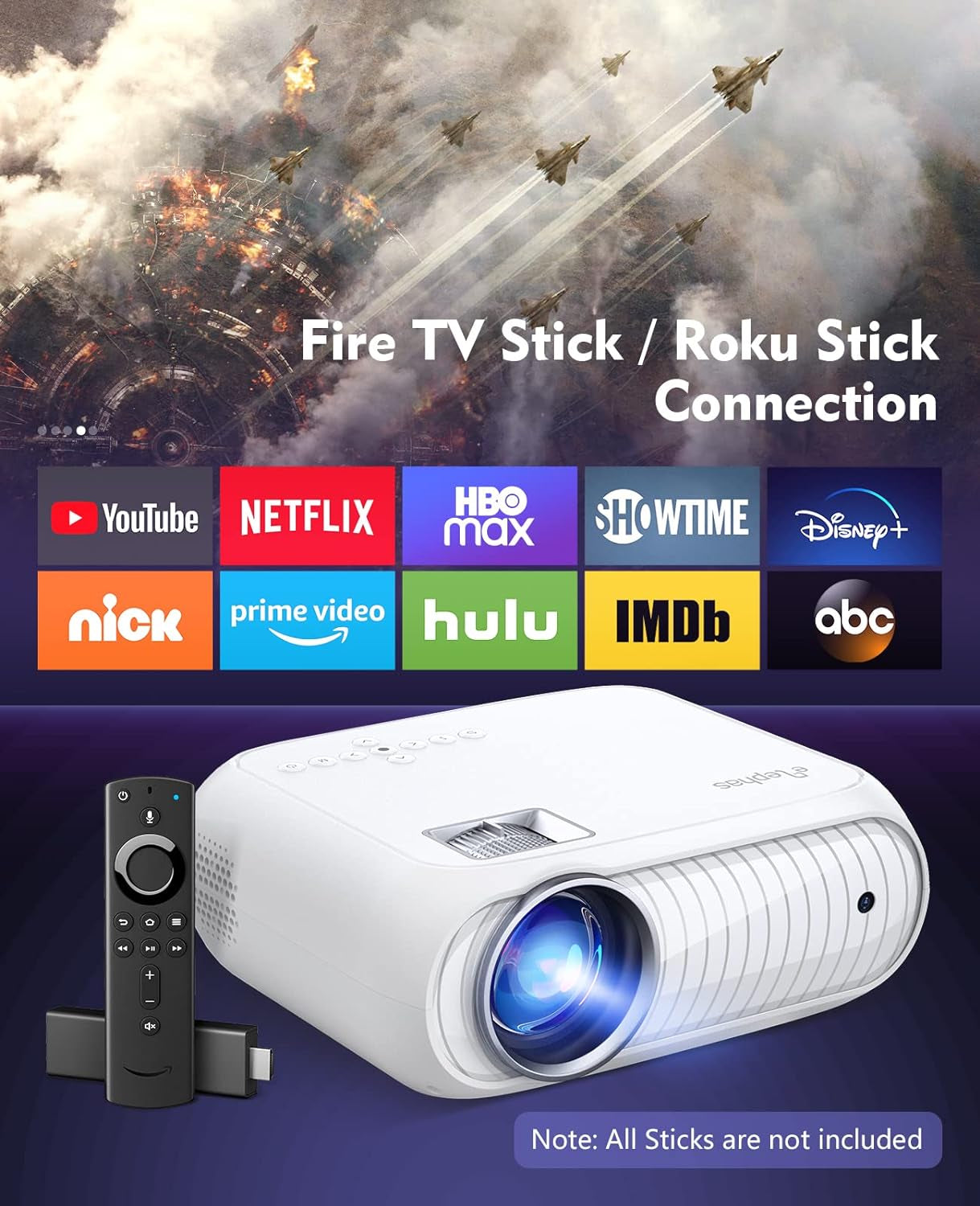 Projector, Home Theatre Projector 1080P Full HD Supported, Upgraded 12000 Lux Video Mini Projector Compatible with Ios/Android/Tablet/Pc/Tv Stick/Usb/Dvd/Game