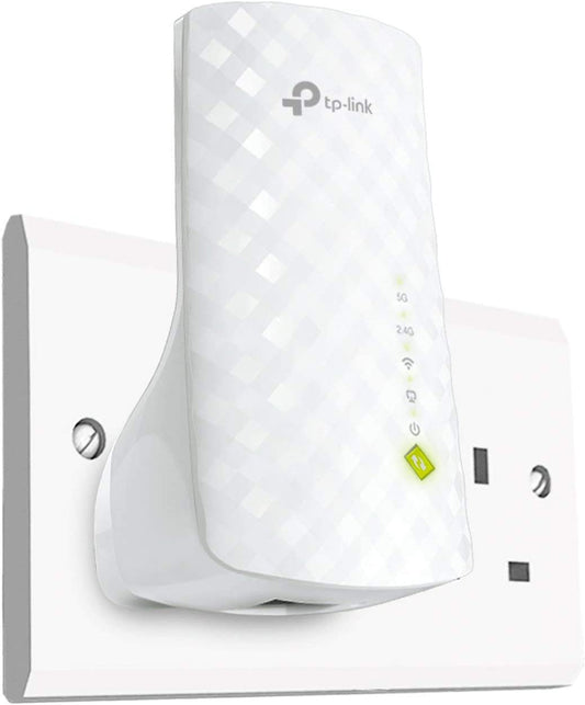 "Boost Your Wi-Fi Signal with AC750 Dual Band Range Extender - Easy Setup, Strong Signal, Ethernet Port, Smart Indicator - UK Plug (RE220)"